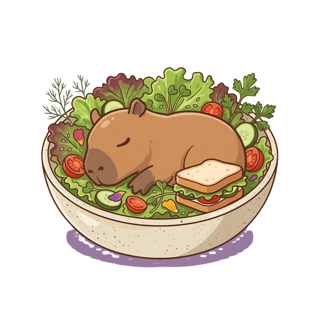 Capy holding a salad